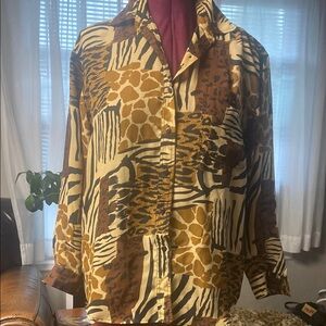 y2k vintage Animal Print Button-Up Shirt medium